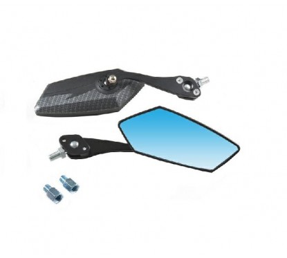 ESPEJO UNIVERSAL NEGRO -  CARBONO ZX-2653- 3 VARIAS ROSCAS