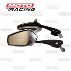 ESPEJO UNIVERSAL CROMADO- NEGRO ZX-2654- 3 VARIAS ROSCAS (NSU)