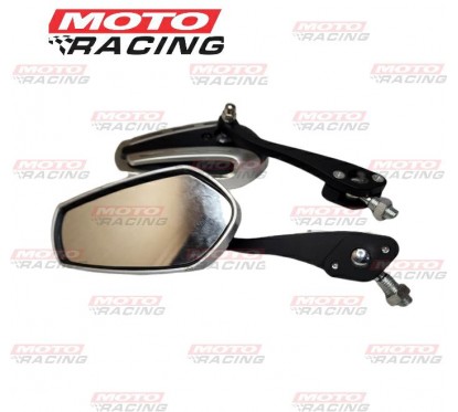 ESPEJO UNIVERSAL CROMADO- NEGRO ZX-2654- 3 VARIAS ROSCAS (NSU)