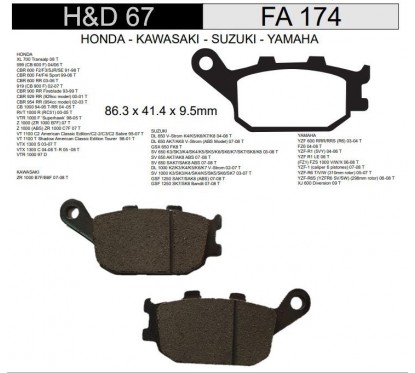 PASTILLA FRENO HONDA CBR 300- CBR600- TRANSALP TRASERA (DIAFRAG)