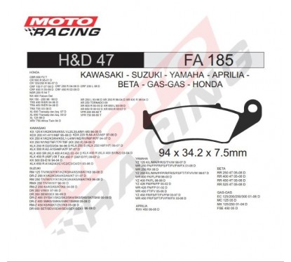 PASTILLA FRENO HONDA FALCON -  TORNADO (DIAFRAG)