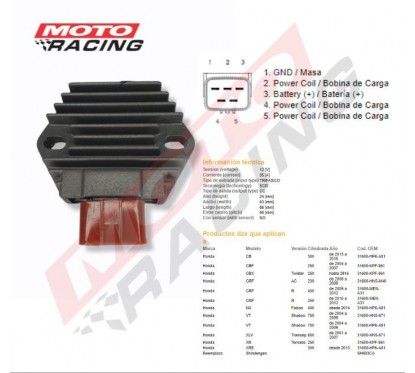 REGULADOR HONDA TORNADO -  TWISTER -  FALCON (NSU)