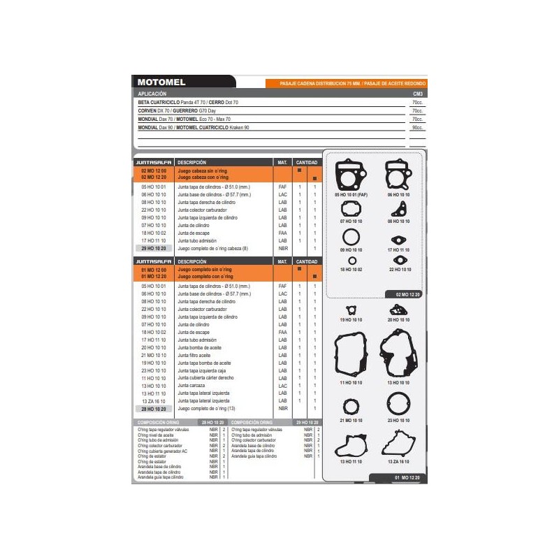 JUNTA MOTOR GUERRERO G70 MAGIC -  DAX 70