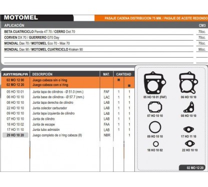 JUNTA CABEZA CILINDRO GUERRERO G 70 MAGIC -  DAY 70
