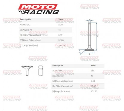 VALVULA ESC HONDA XLX 350 / NX 350 SAHARA / NX 400 FALCON JAPON