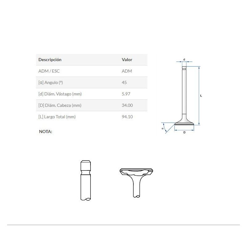 VALVULA ADMISION YAMAHA XT 225 / XTZ 250 / YBR 250 FAZER JAPON