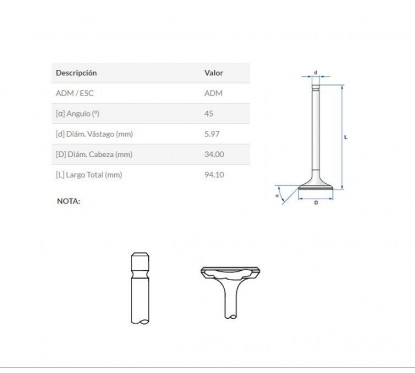 VALVULA ADMISION YAMAHA XT 225 -  XTZ 250 -  YBR 250 FAZER JAPON