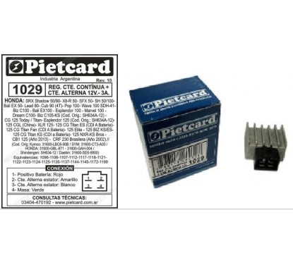 REGULADOR HONDA CG 125 TITAN 00-  CB 1-  BIZ 125 12V (DZE)