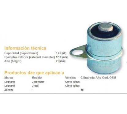 CONDENSADOR ZANELLA 48 -  LEGNANO CORTO