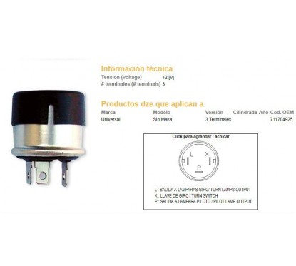 DESTELLADOR 12v 3 TERMINALES C- ABRAZADERA C- VARIABLE