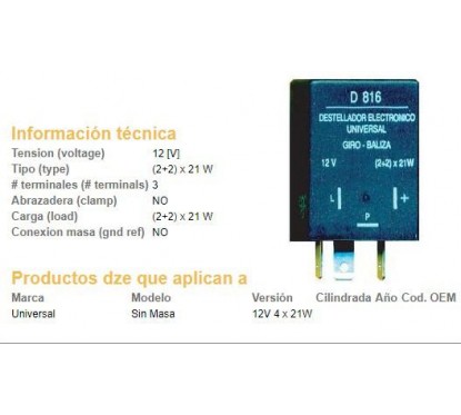 DESTELLADOR ELECTRICO 12v 3 TERMINALES S- ABRAZADERA