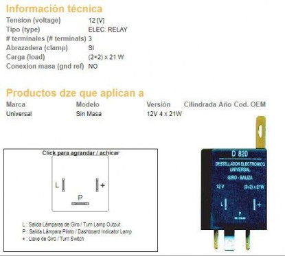 DESTELLADOR ELECTRICO 12v 3 TERMINALES C/ABRAZADERA
