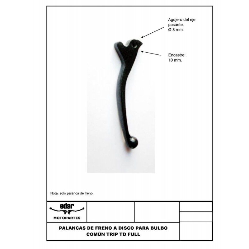 MANIJA FRENO GILERA SMASH 110 FRENO DISCO S/INTERNO (EDAR)
