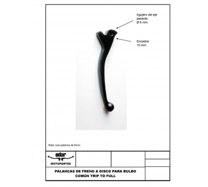MANIJA FRENO GILERA SMASH 110 FRENO DISCO S- INTERNO (EDAR)