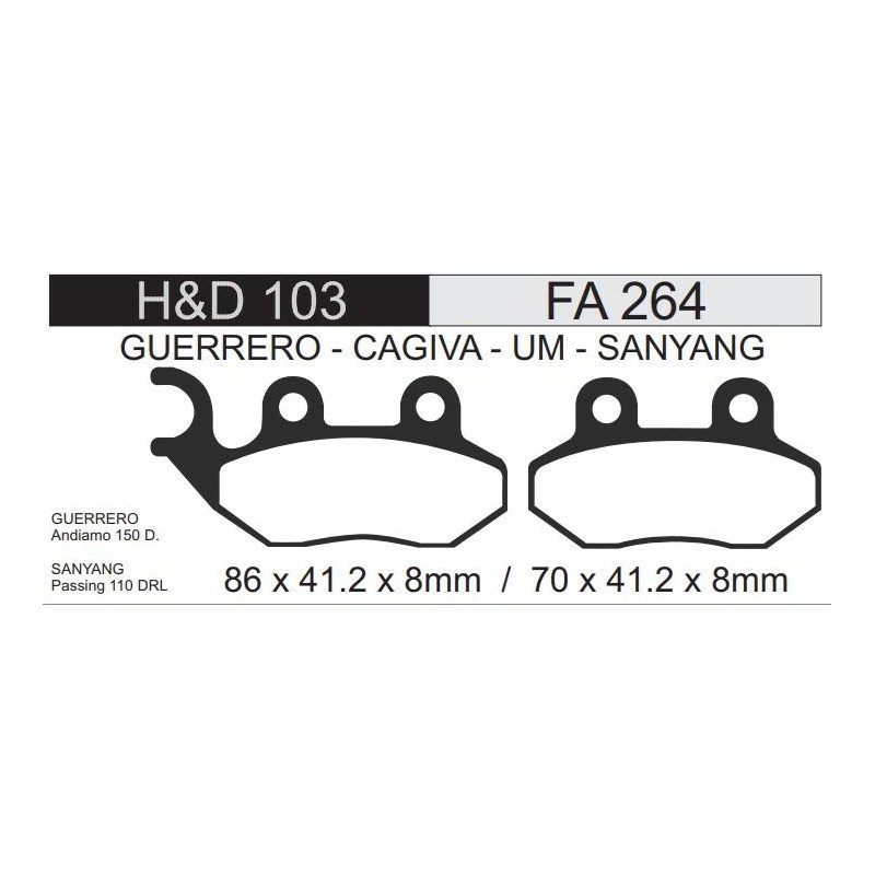 PASTILLA FRENO CORVEN TRIAX -  CAGIVA PASSING 110 DRL  FA264