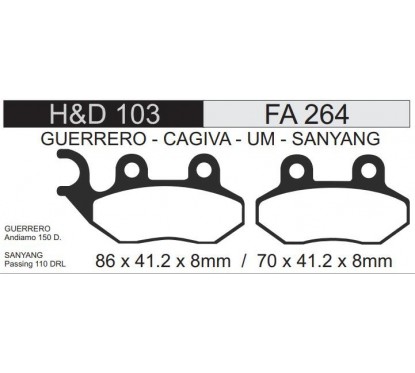 PASTILLA FRENO CORVEN TRIAX -  CAGIVA PASSING 110 DRL  FA264