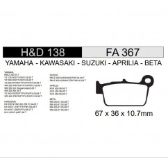 PASTILLA FRENO TRAS. YAMAHA YZ 250F FA367