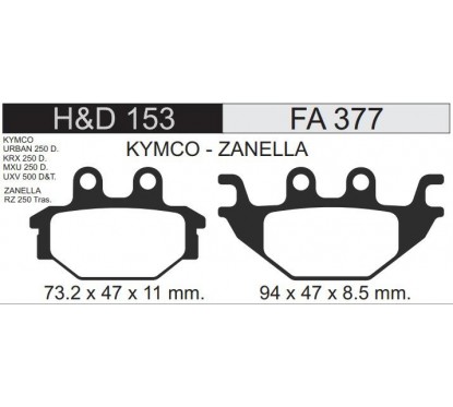 PASTILLA FRENO KYMCO KRX 250 -  URBAN 250 FA377