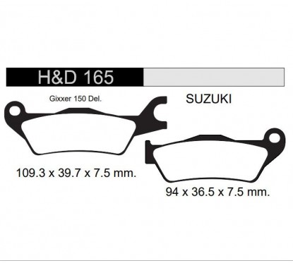 PASTILLA FRENO SUZUKI GSX 150 GIXXER -  HERO HUNK 150 (HD)