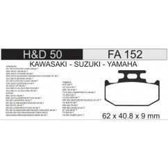 PASTILLA FRENO YAMAHA XTZ 250 -  DR 250- 350- 650 TRASERO FA152 (HD)