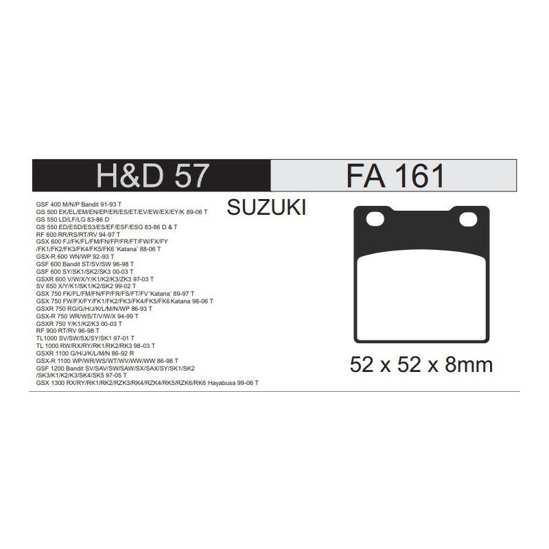 PASTILLA FRENO SUZUKI GSX 750 KATANA TRASERA FA161
