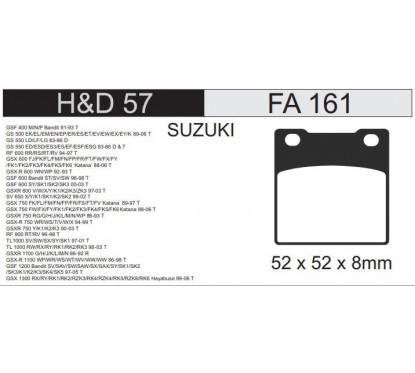 PASTILLA FRENO SUZUKI GSX 750 KATANA TRASERA FA161