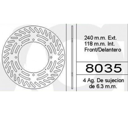 DISCO FRENO DELANTERO HONDA XR 250 TORNADO- NX 150-  XR 200