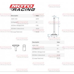 VALVULA ADM/ESC HONDA CG 150 TITAN /XR 150L / INVICTA (REPCOR)