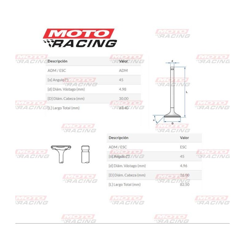 VALVULA ADM/ESC HONDA CG 150 TITAN /XR 150L / INVICTA (REPCOR)