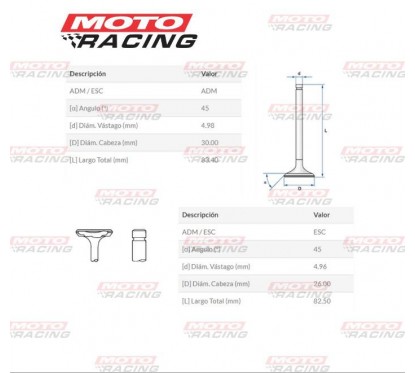 VALVULA ADM/ESC HONDA CG 150 TITAN /XR 150L / INVICTA (REPCOR)