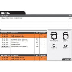 JUNTA CABEZA CILINDRO HONDA XR -  NX -  CBX 200 BRASIL  S- ORING