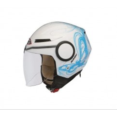 CASCO STREEM FANTASY BLANCO- CELESTE ABIERTO VISOR LARGO SMK "S"