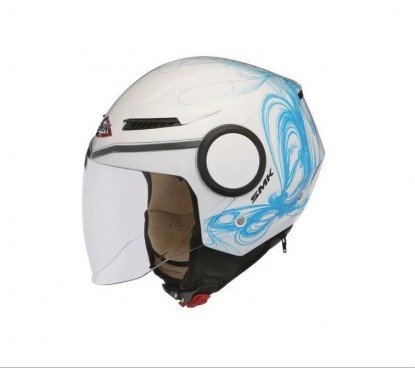 CASCO STREEM FANTASY BLANCO- CELESTE ABIERTO VISOR LARGO SMK "S"