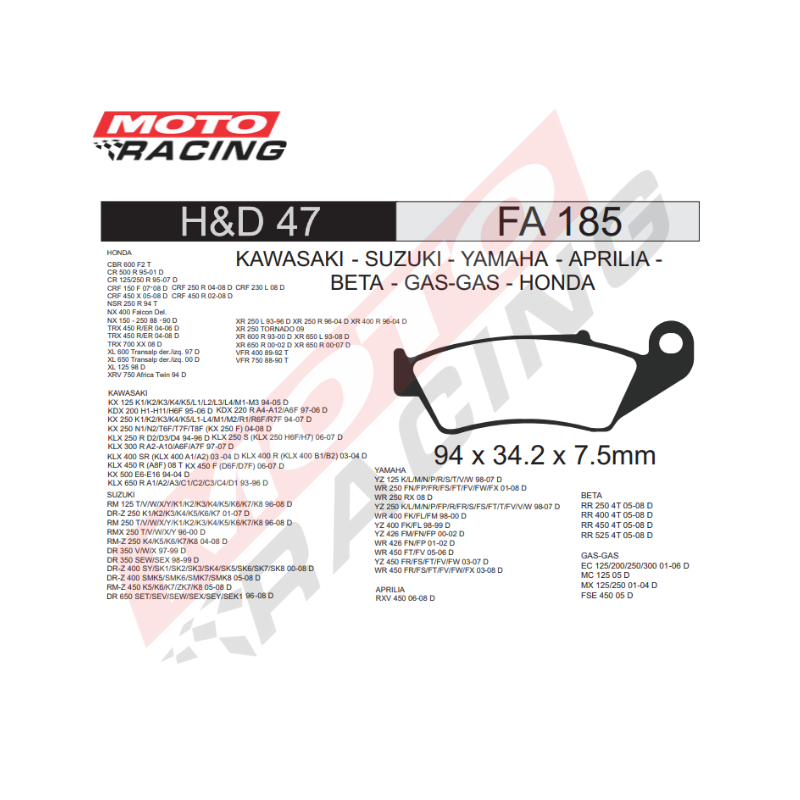 PASTILLA FRENO HONDA FALCON -  TORNADO (DIAFRAG)