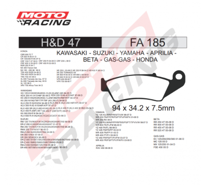 PASTILLA FRENO HONDA FALCON -  TORNADO (DIAFRAG)