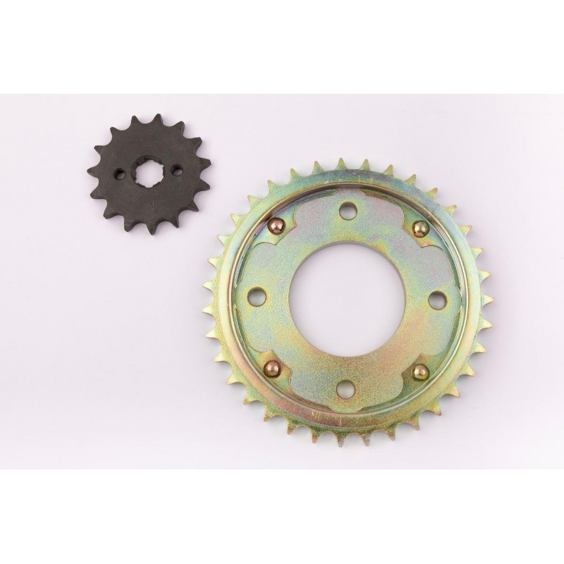 CORONA Y PIÑON HONDA BIZ C-100-  C-105 Z-35- 15 DORADA (STD)