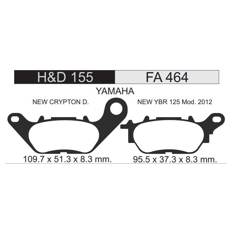 PASTILLA FRENO YAMAHA CRYPTON 110- NEW YBR 125 (STD) FA464 HD15