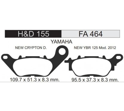 PASTILLA FRENO YAMAHA CRYPTON 110- NEW YBR 125 (STD) FA464 HD15
