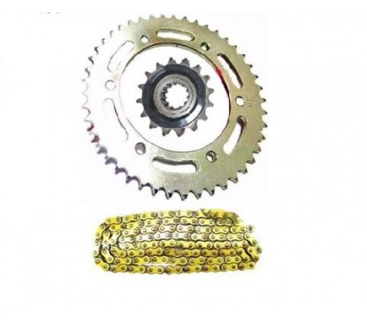 KIT TRANSMISION YAMAHA YBR 250 45- 15 C- CADENA DORADA (STD)