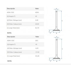 VALVULA BAJAJ ROUSER 135 ADM- ESC (STD)