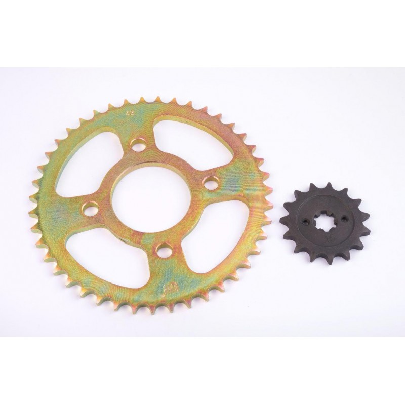 CORONA Y PIÑON BAJAJ PULSAR 135- BOXER 150 43- 15 DORADA (STD)