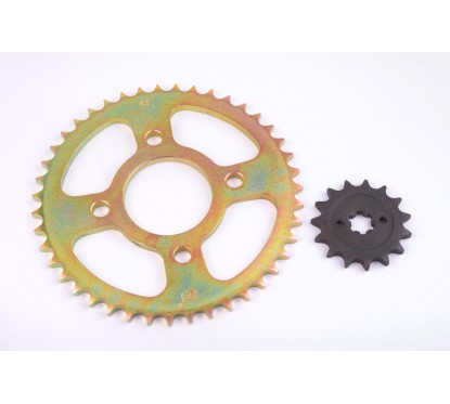 CORONA Y PIÑON BAJAJ PULSAR 135- BOXER 150 43- 15 DORADA (STD)