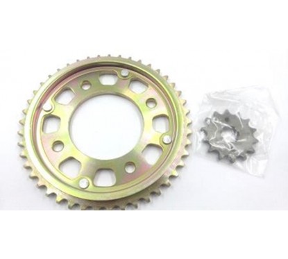 CORONA Y PIÑON HONDA CB 190 R 45- 14 DORADA (STD)