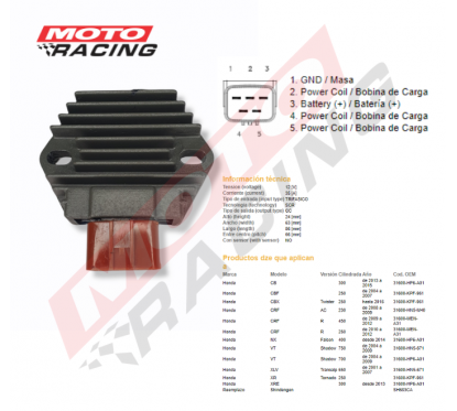 REGULADOR HONDA TORNADO -  TWISTER -  FALCON (NSU)