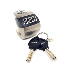 CANDADO TRABA DISCO REFORZADO C/ ALARMA ACERO INOX/NEGRO