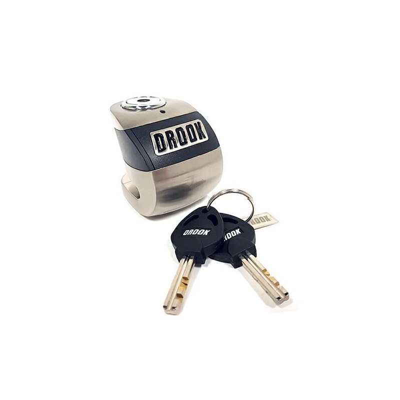 CANDADO TRABA DISCO REFORZADO C/ ALARMA ACERO INOX/NEGRO