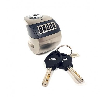 CANDADO TRABA DISCO REFORZADO C-  ALARMA ACERO INOX- NEGRO