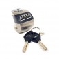 CANDADO TRABA DISCO REFORZADO C/ ALARMA ACERO INOX/NEGRO