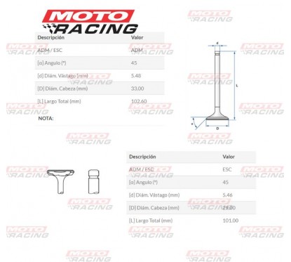 VALVULA ADMISION HONDA XR 400 -  NX4 FALCON 400 (3B)