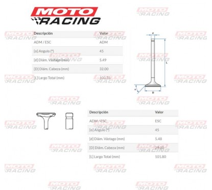 VALVULA ESC HONDA XLX 350/NX 350 SAHARA/NX 400 FALCON TAIWAN